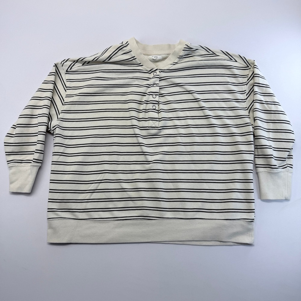 Maurices Striped Henley Sweatshirt Cream Black Snap Neck Plus Size 2X